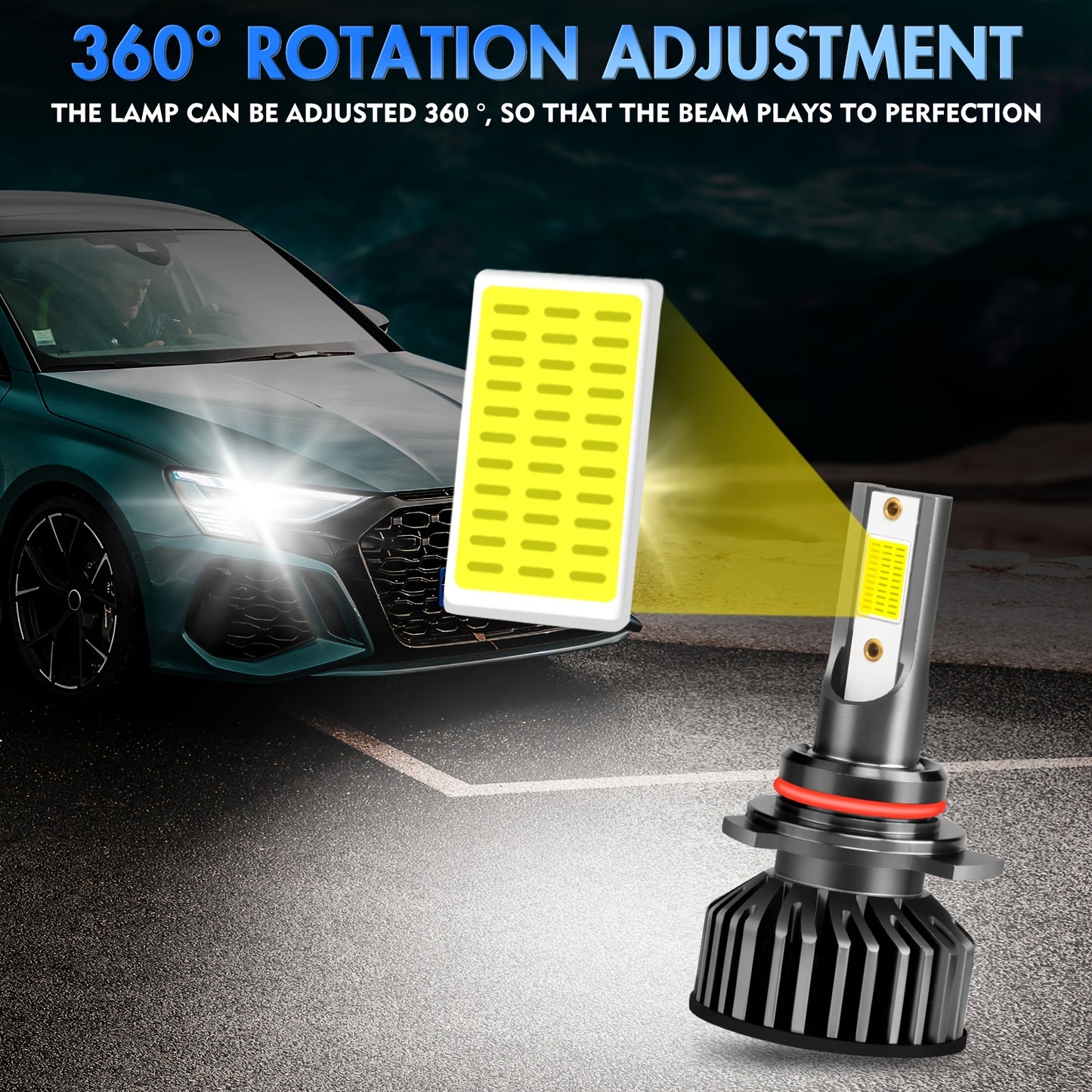 9005+9006 / 9012+H11 LED Headlight Bulbs High Low Beam Bulbs Combo Super Bright White, Pack of 4, Chip New Upgraded Design LED Plug-N-Play Bulbs, up to 50000 Hours, 9005+9006, 9012+H11