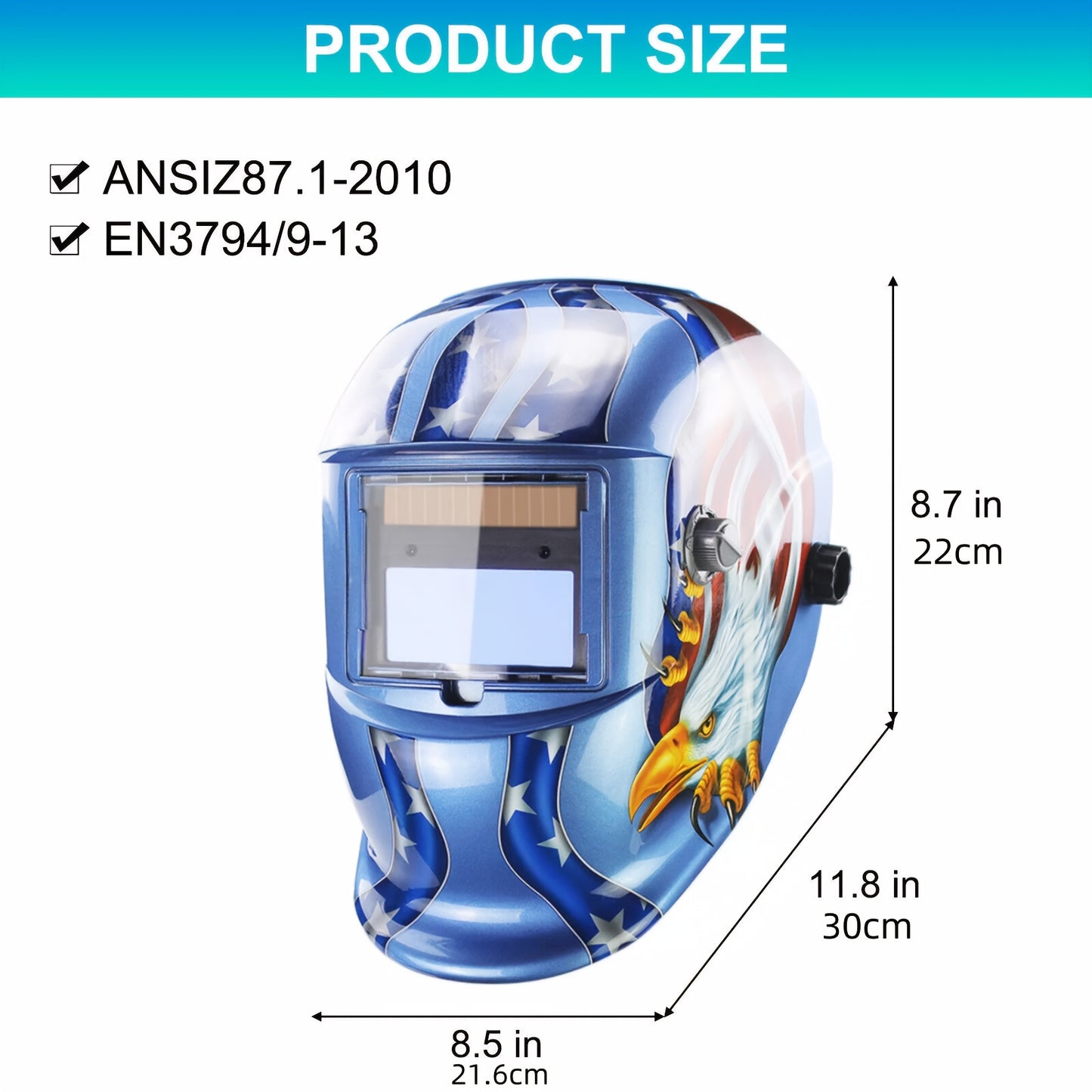 True Color Solar-Powered Auto-Dimming Welding Helmet with a Wide Viewing Area, True Color Welder Headgear, Auto-Darkening Welding Mask