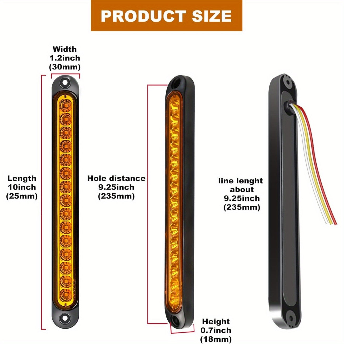 4pcs White 15LEDs Trailer Brake Tail Light Bar LED Trailer Lights Stop Turn Signal Tail Lights Trailer Identification Light for Marine Boats Golf Truck Offroad
