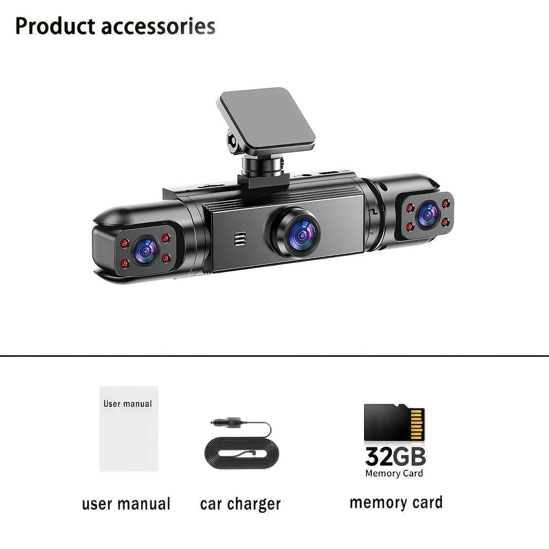 AXH 360° Panoramic 3/4 Lens Channel 1080P HD Ultimate Safety Dash Cam Set, 1080P Front and 720P Full Coverage Front, Rear, Left, and Right, Quad-Split Screen Display, HD Night Vision, WDR, G-Sensor, Loop Recording - Car Accessories/Car Dash