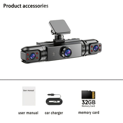 AXH 360° Panoramic 3/4 Lens Channel 1080P HD Ultimate Safety Dash Cam Set, 1080P Front and 720P Full Coverage Front, Rear, Left, and Right, Quad-Split Screen Display, HD Night Vision, WDR, G-Sensor, Loop Recording - Car Accessories/Car Dash