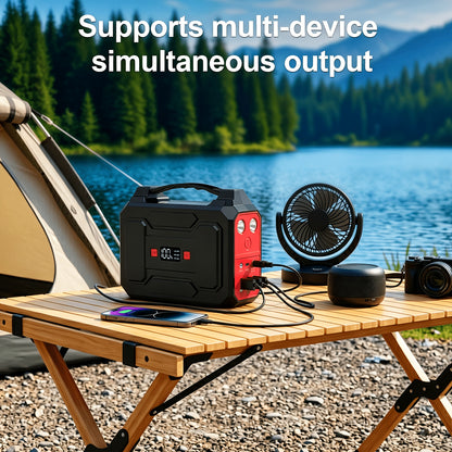 100W/300W Portable Power Station Solar Generator, (Solar Panel Optional), High Capacity Battery Pack, With 2*AC Outlet, DC, USB Port, LED Light, Extra Battery Power Supply For Outdoor Camping, Hiking, Road Trip, CPAP, Fan, Hurricane Emergency, Gift
