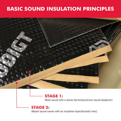 10pcs Butyl Sound Deadener Mat, Noise Insulation And Vibration Dampening Material, Thermal Heat Shield Insulation Noise Reduce Mat Self-adhesive, Cars Hood Firewall Door Trunk Sound Deadening Pad For Car, SUV, Camper, Pickup, Van, Truck, RV