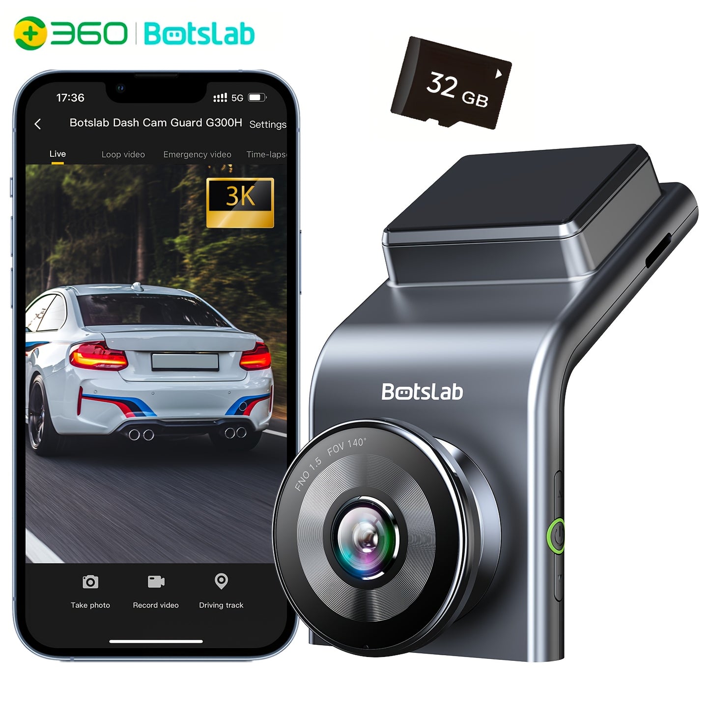 Front Car Dash Cam with 3K, 140° Wide Angle Lens | Built-In Wifi GPS, Night Vision, Motion Detection Alerts, Parking Mode, WDR, Loop Recording - USB-Powered, Compact Design, Vehicle Security, Modern Vehicle Accessory, Durable Construction