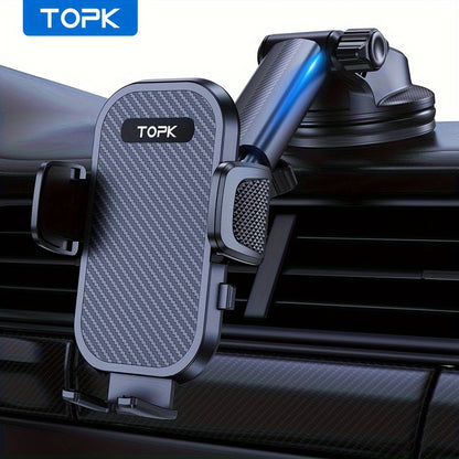 TOPK D42N Car Phone Mount, Upgraded Support Full-range Adjustment Cell Phone Holder for Dashboard Hands-Free Automobile Compatible with All Smartphones