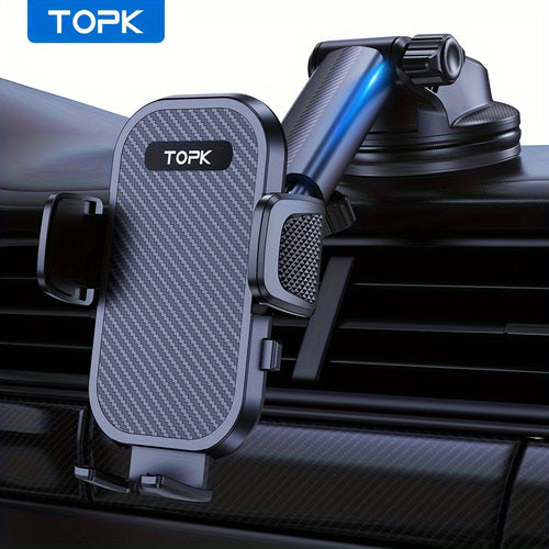 TOPK D42N Car Phone Mount, Upgraded Support Full-range Adjustment Cell Phone Holder for Dashboard Hands-Free Automobile Compatible with All Smartphones