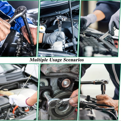 46pcs 1/4" Drive Socket Ratchet Wrench Set With Storage Case, With Reversible Ratchet, Includes Metric Socket Set And Extension For Automotive Repair And Home Maintenance