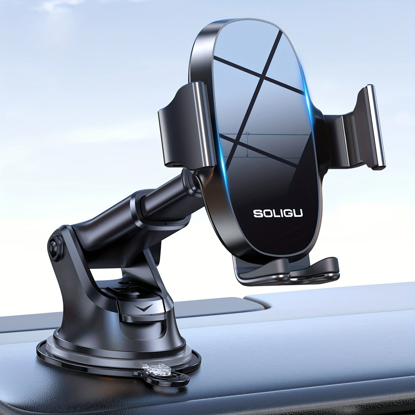 SOLIGU Cell Phone Holders For Your Car, Universal Car Phone Holder Mount For Dashboard Air Vent Compatible With IPhone 15 14 13 12 13 Pro Max Xs XR X, Galaxy Black