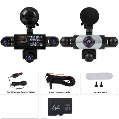 PODOFO Vehicle-Installed 5Lens/4lens High-Definition Dash Cam, Featuring 1080P Front And Front, Rear, Left, And Right, Providing 360° Comprehensive Coverage, Reverse Image Loop Recording, Car Camera/Car Additions/Monitoring System, Without Battery