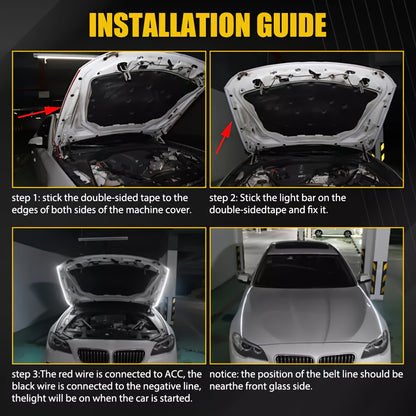 79'' Car Hood Light Strip, Flexible Dynamic Daytime Hood Light Strip, Auto LED Strip Light With Fuse Protection, Universal Exterior Decor For SUVs, Trucks, Vans & Most Vehicles, Without Battery