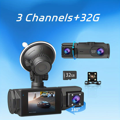 2.0 Lnch IPS Screen Dash Camera, 2/3 Lens with 32GB TF Card Optional, 170 Wide Angle WlFl Night Version Loop Recording G-Sensor WIFI Optional