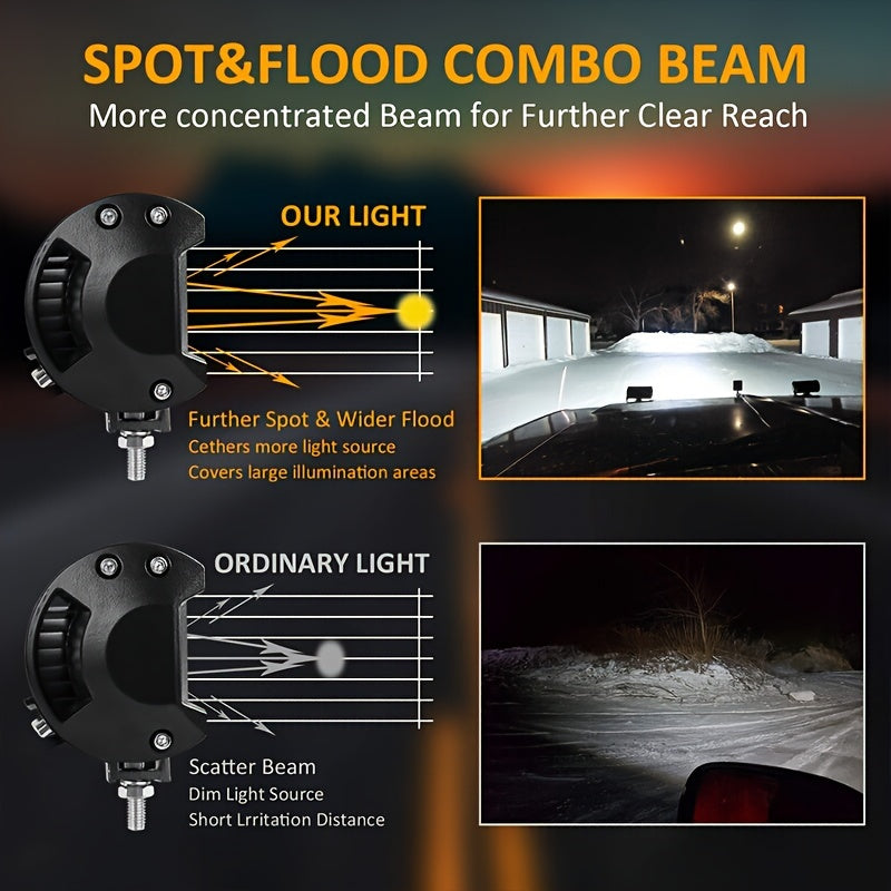 FLYANT 2pcs 7 Inch Led Light Bar, Off Road Light 240W 24000lm, Led Pod Light, Compatible Pickup Truck Trailer ATV UTV, Without Battery