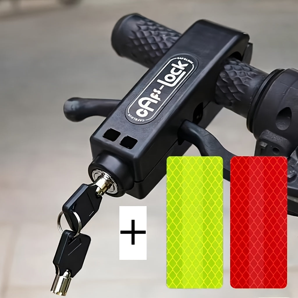 Anti-Theft Bike Lock Motorcycle Handlebar Lock, Heavy Duty ABS Portable Bicycle Lock for Scooter E-Bike, Compact Lightweight Security Lock with Reflective Strips