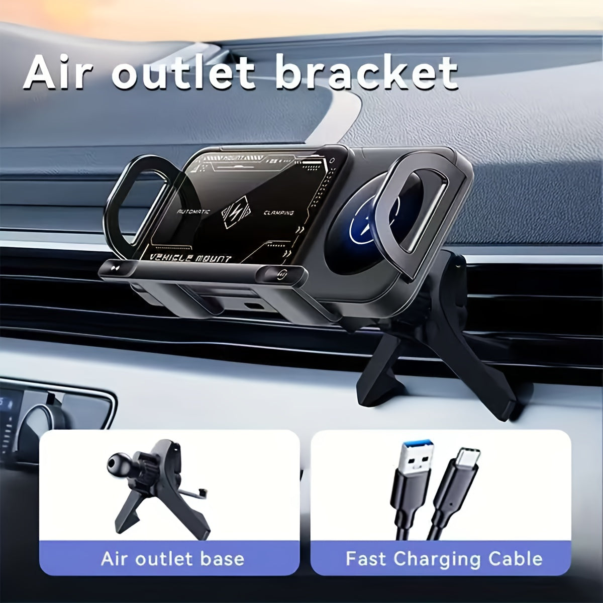 Car Holder with Wireless Fast Charging for Foldable Screen Phones Suitable for iPhone 8/X/11/12/13/14/15 Series, Samsung Note20/10/9/8 Series, S10/9/8 Series Fold 5, Fold 6/, W23/W24 Wireless Charging Output 5W/7.5W/10W/15W