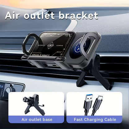 Car Holder with Wireless Fast Charging for Foldable Screen Phones Suitable for iPhone 8/X/11/12/13/14/15 Series, Samsung Note20/10/9/8 Series, S10/9/8 Series Fold 5, Fold 6/, W23/W24 Wireless Charging Output 5W/7.5W/10W/15W