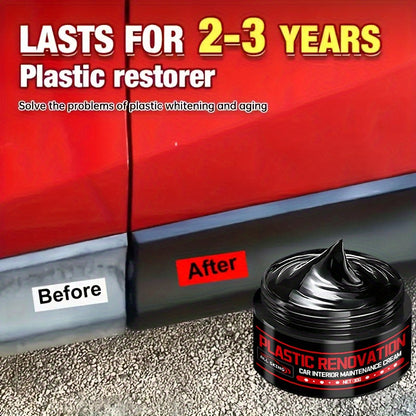 Car Plastic Part Restorer, Black Interior Trim Polishing Wax, Aging Prevention Refurbishment Agent, Repair Plastic Scratches, Tire Shine Paste, Leather Sofa Seat Care Cream, Suitable for All Car Interiors and Exteriors