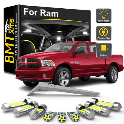 White Interior LED Lights for DODGE Ram 1500 2500 3500 1994-2018 2019 2020 2021 2022 2023 Canbus Car LED Bulbs Map Dome Trunk License Plate Lights