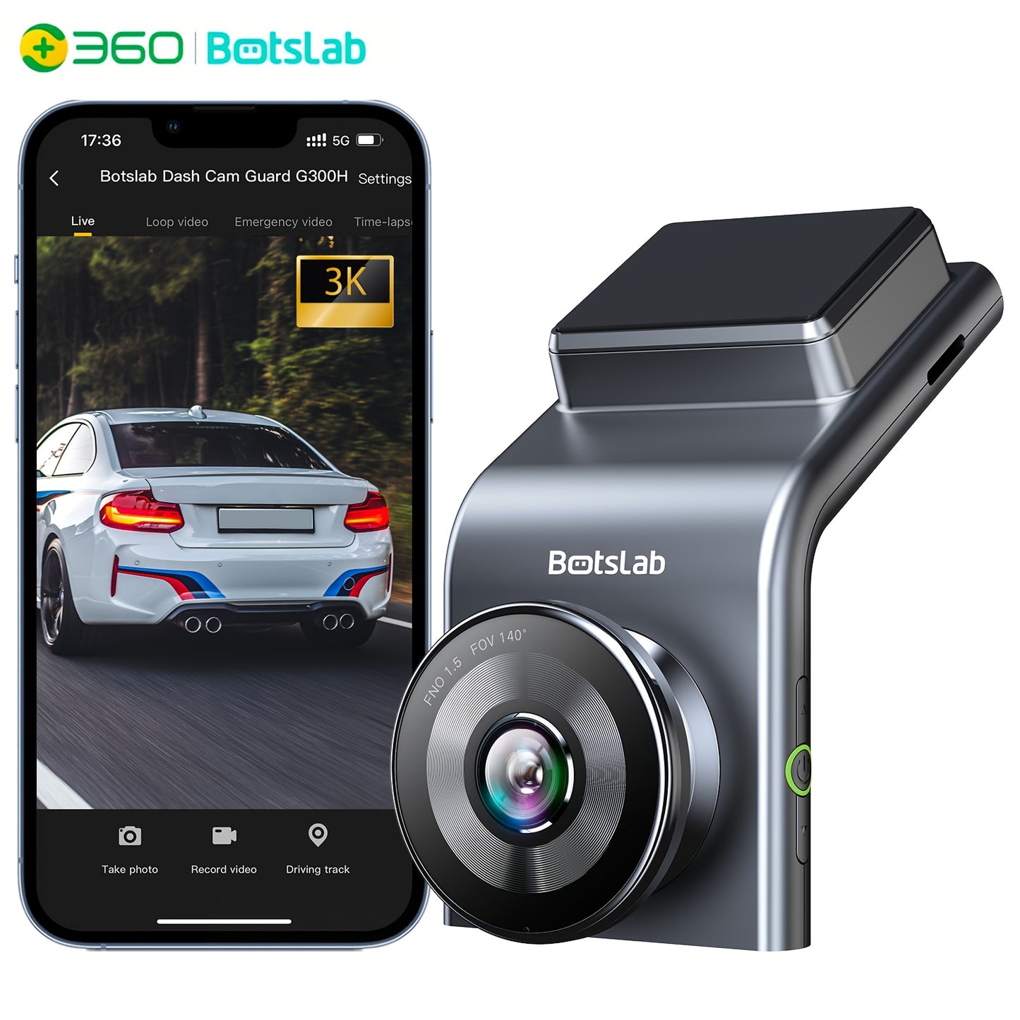 Front Car Dash Cam with 3K, 140° Wide Angle Lens | Built-In Wifi GPS, Night Vision, Motion Detection Alerts, Parking Mode, WDR, Loop Recording - USB-Powered, Compact Design, Vehicle Security, Modern Vehicle Accessory, Durable Construction