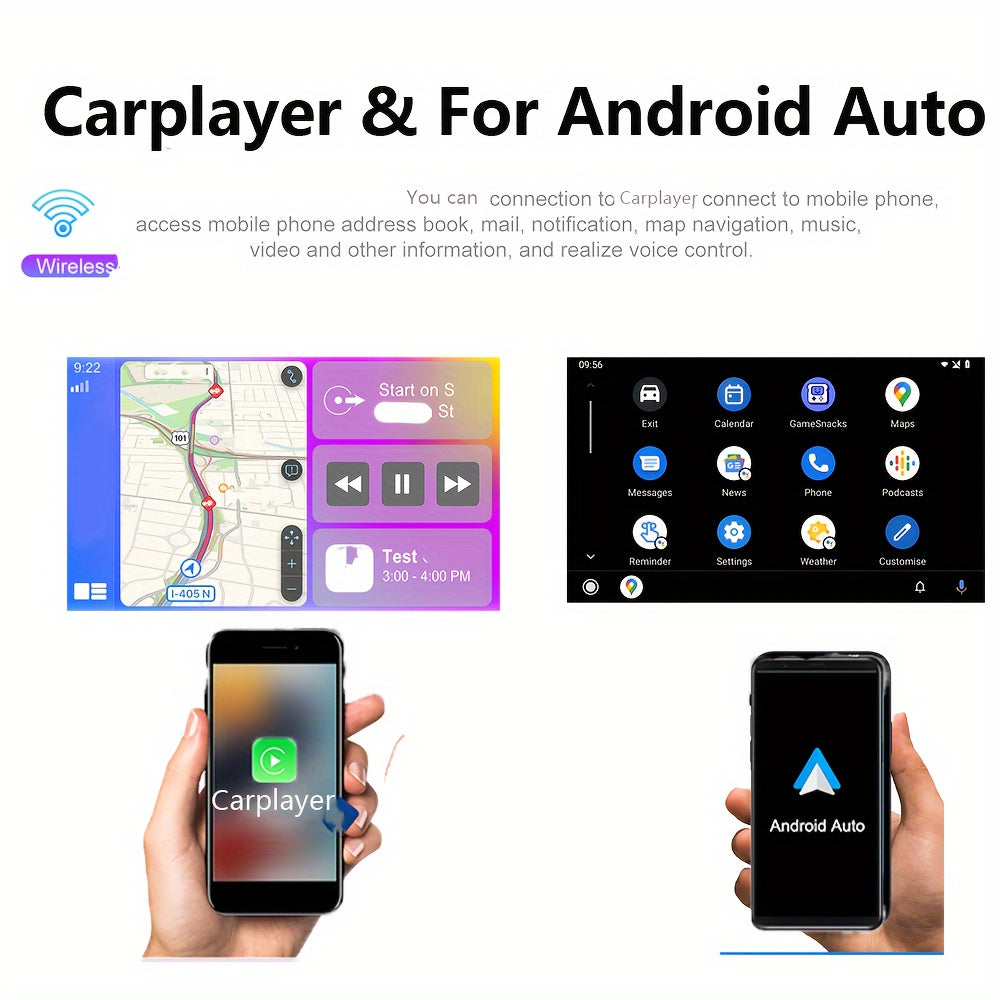 Portable Car Stereo with Wireless Carplayer And for Android Auto, Portable 7 Inch HD Touchscreen Monitor with Wireless, Mirror Link, FM, EQ/AUX/TF/USB, Backup Camera, Carplayer Screen for Cars