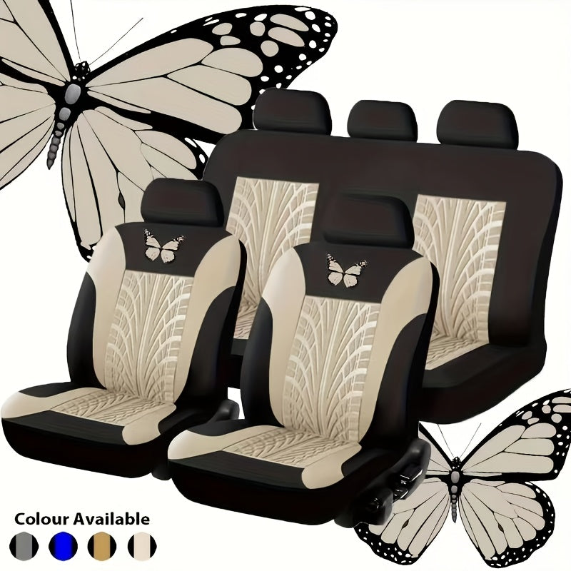 5-Seater Car Seat Covers - Butterfly Tire Pattern, Thickened And Wear-Resistant Fabric, Breathable And Comfortable, Seat Protection Against Dust, Universal Fit for Most 5-Seater Cars on The Market