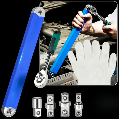 Professional Zero Offset Extension Wrench Set With 3/8 Ratchet Wrench, 15 Inch Impact Ready Ratchet Wrench With 1/2", 1/4" & 3/8" Square Drive Adapters, Universal Repair Tool For Narrow Spaces & Auto Maintenance