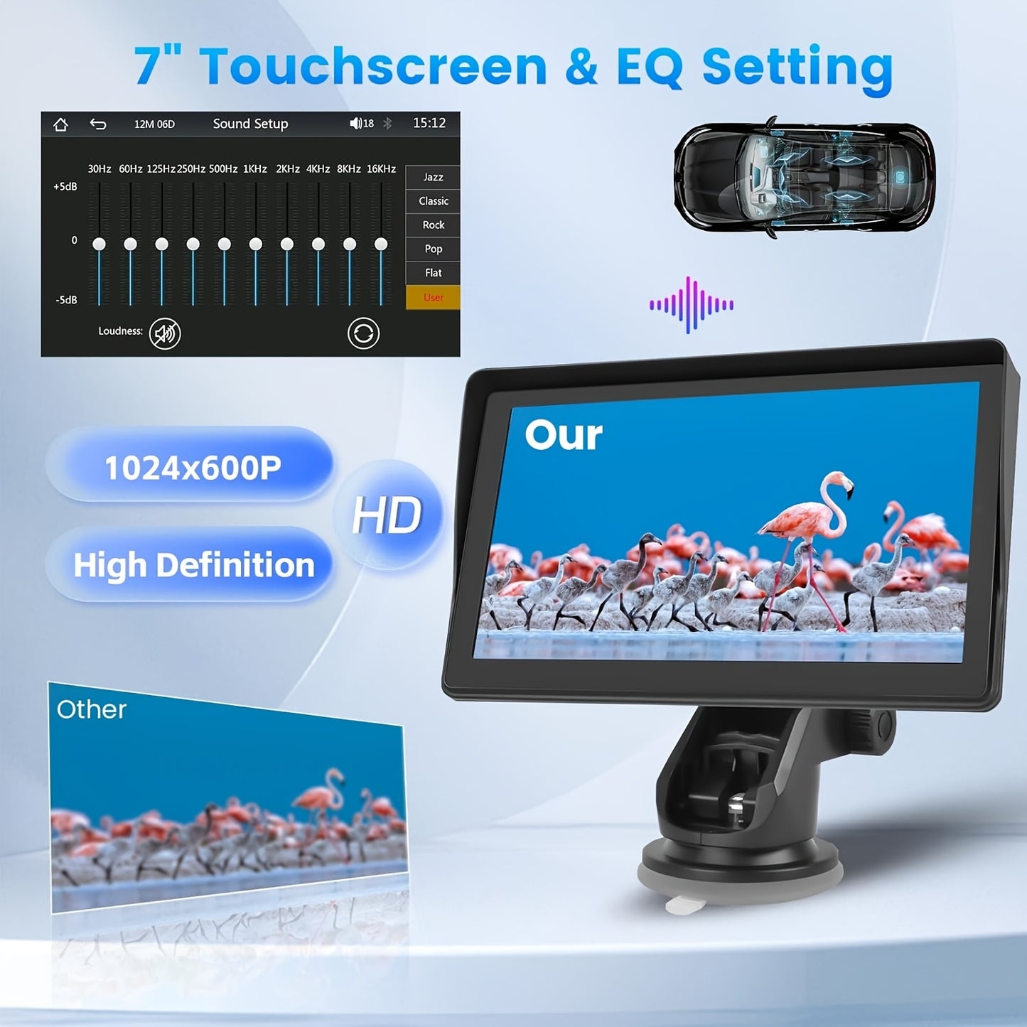 2026 New 7-inch Car Display With Built-in Audio System, Ultra HD Touchscreen, Backup Camera, Wireless Connectivity, GPS Navigation, Supports CarPlay And Android Auto, Mirror Link, FM Radio. Opional 10.26" 9" Carplay Wireless Car