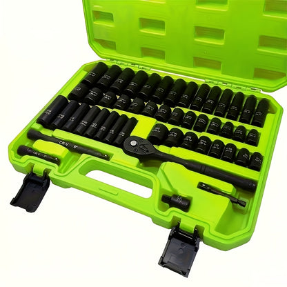 44/34+1/50 Sets of Professional-Sized 1/2-Inch Drive Pneumatic Screwdrivers, Including Both Long-Handled And Short-Handled Screwdrivers, Are Part of a Comprehensive Household Repair Tool Kit Suitable for Automotive Mechanical Maintenance