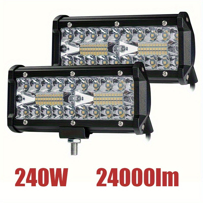 FLYANT 2pcs 7 Inch Led Light Bar, Off Road Light 240W 24000lm, Led Pod Light, Compatible Pickup Truck Trailer ATV UTV, Without Battery