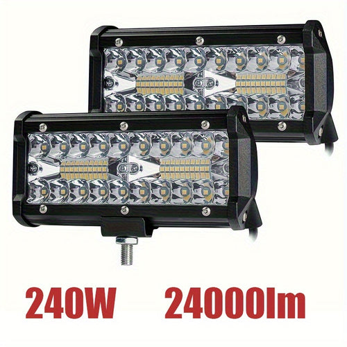 FLYANT 2pcs 7 Inch Led Light Bar, Off Road Light 240W 24000lm, Led Pod Light, Compatible Pickup Truck Trailer ATV UTV, Without Battery