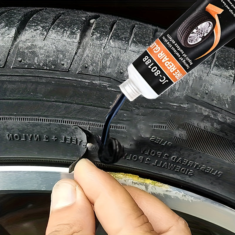 Repair Adhesive for Tires, Including a Sidewall Rubber Glue Kit (With Scraper And Tip Kit) Suitable for Bicycles, Cars, Motorcycles, Dirt Bikes, Trucks, And Tractors, Available in Black, 1.01oz/1.69oz