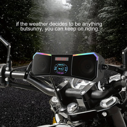 Korbros Handlebar Mount Stereo Wireless Motorcycle Speakers, MP3 Music Player Audio Amplifier, AUX-in, USB, FM Radio, 12V, Room Electrical/Hard Wiring, Button Control, Off-road-motorcycles, Without Battery