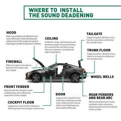 26/22Sqft Sound Deadener Car Heat Shield Noise Reduce Mat with Adhesive Layer Gifts Decorations Tools Free
