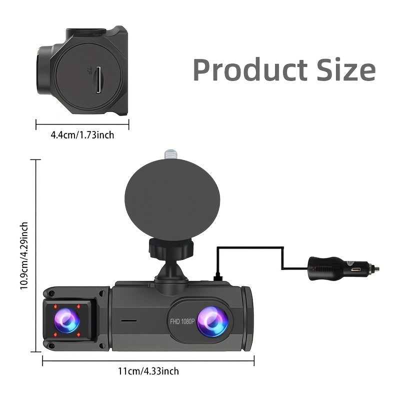 Dual Dash Cam Front And Inside, 1080P 170° Wide Angle Night Vision, Loop Recording with G-Sensor, Compact Car Evidence Solution USA