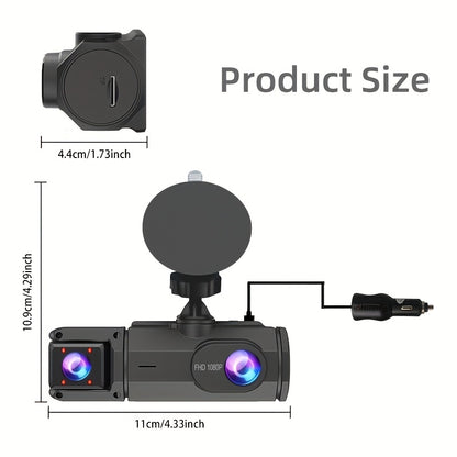 Dual Dash Cam Front And Inside, 1080P 170° Wide Angle Night Vision, Loop Recording with G-Sensor, Compact Car Evidence Solution USA