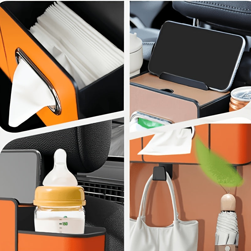 2-Pack Car Backseat Multi-Function Organizer, 8-in-1 Large Capacity With Napkin Drawer & Cup Holders, Hanging Storage Solves Car Clutter, Essential For Family Trips & Long Drives