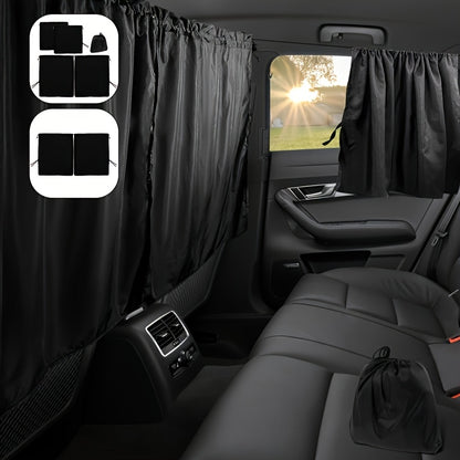 99% Light Blocking Car Curtains, 1 Rear Seat Divider Curtain And 2 Rear Side Window Curtains, Car Curtains for Windows, Wide Sedan SUV Sunshade Covers Car Cabana (Extra Large Car Curtains 3pcs)