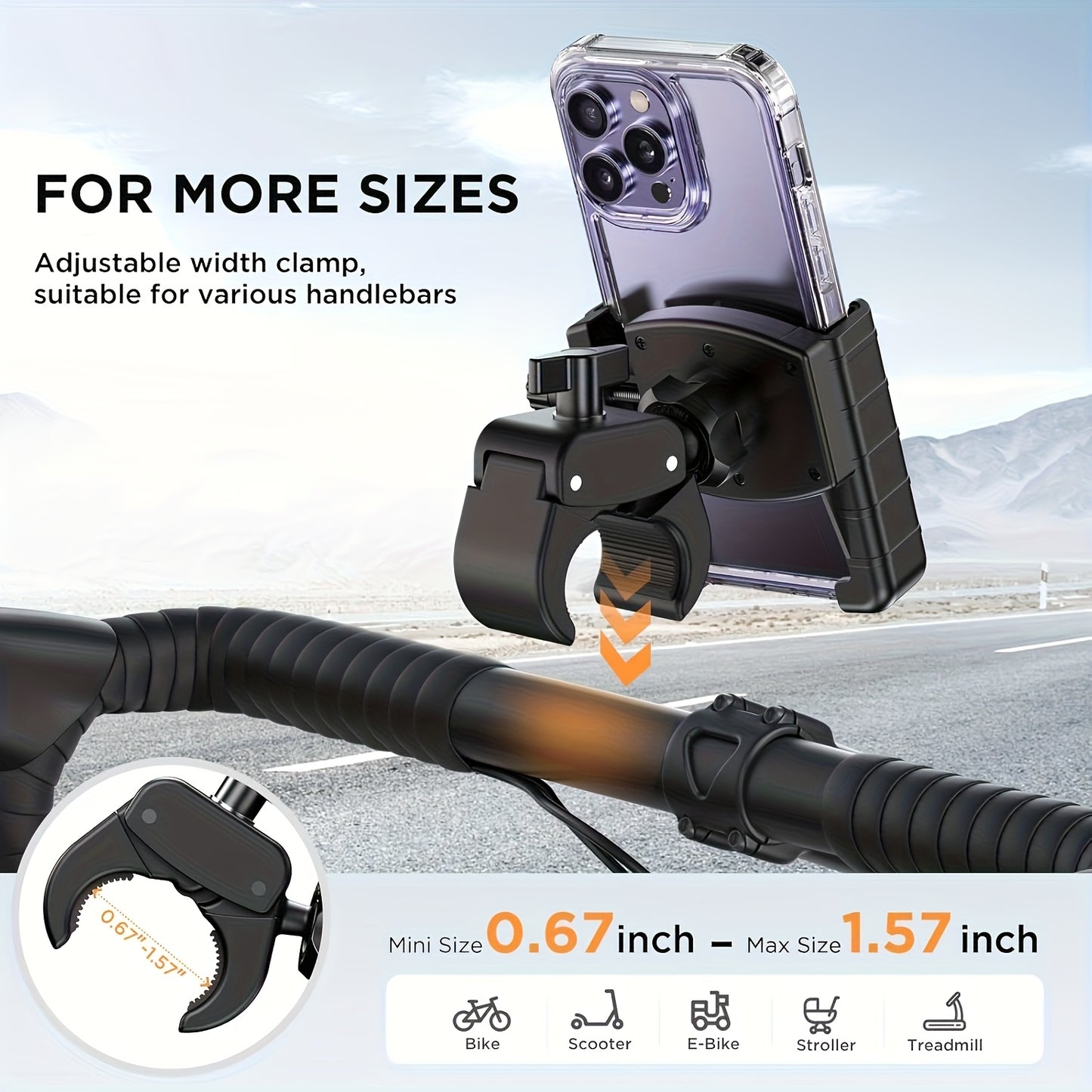 Miracase Motorcycle Phone Mount, [Support Video Recording] Bike Phone Holder, [Quick Lock] Bicycle Phone Mount Handlebar Cell Phone Clamp for Scooter, Friendly Compatible with iPhone Samsung, All Phones, Christmas Gifts, Christmas Big Deal!