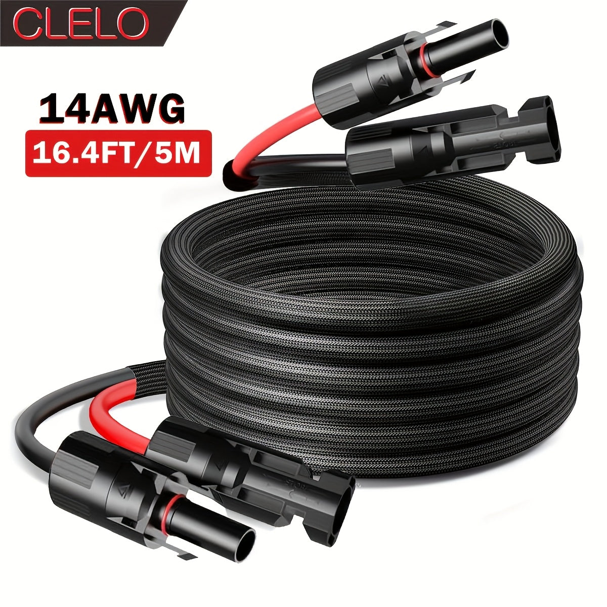 1pc Solar Panel Extension Cable, Flame Retardant Protective Sleeve Twin Wire with Female And Male MC4 Connectors for Car, RV, Photovoltaic Systems Extension Cords