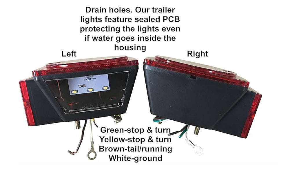 12V LED Trailer Lights, Red White 2 Square Trailer Lights & 6 Connectors Stop Tail Turn Signal Tail Lights, Utility Trailer Lights For Under 80 Inch Boat Trailer Truck Marine Camper RV