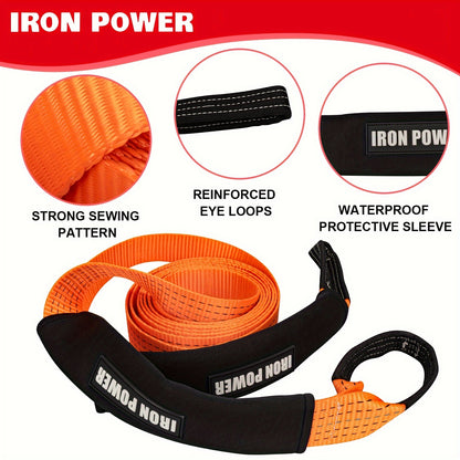 2'' × 20ft Emergency Tow Straps Kit Towing Rope + 1/2 D Ring Shackles (2pcs)