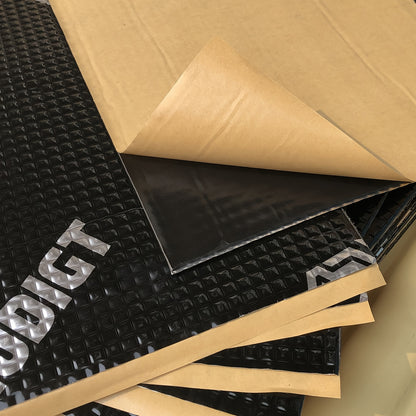 10pcs Butyl Sound Deadener Mat, Noise Insulation And Vibration Dampening Material, Thermal Heat Shield Insulation Noise Reduce Mat Self-adhesive, Cars Hood Firewall Door Trunk Sound Deadening Pad For Car, SUV, Camper, Pickup, Van, Truck, RV
