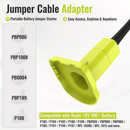[Portable Battery Booster] Jumper Cables for Starting Car with Adapter Compatible with Ryo-Bi 18V Battery Jump Starter 8AWG 5.9FT Portable Auto Battery Booster Pack for Jump Starting Light Vehicles (Battery Not Included)