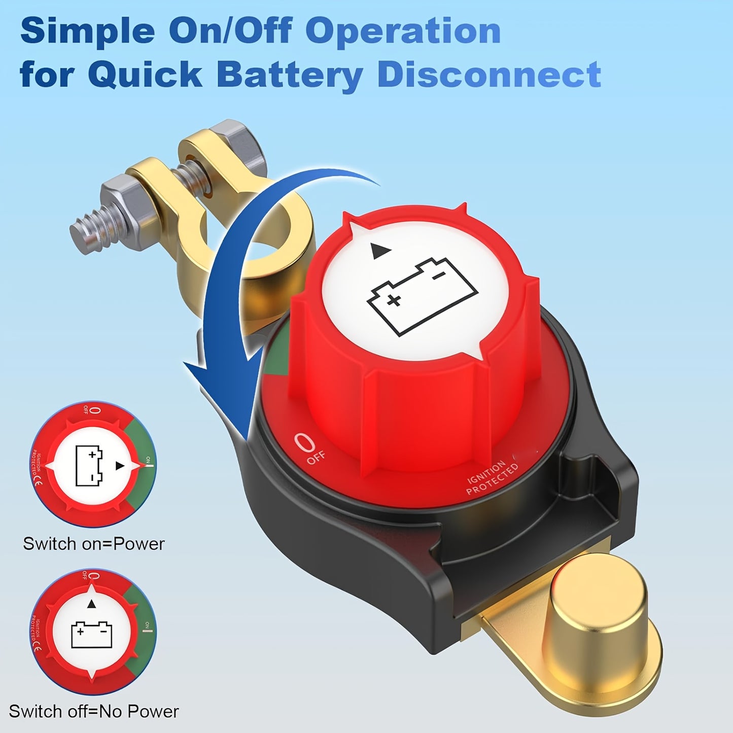 Heavy Duty 3rd Gen Overhead Battery Disconnect Switch- Negative On/Off Security, Manual Lever and Screw Terminals for Cars, Trucks, Boats, RVs, Easy to Install, Sturdy Construction, Corrosion-Resistant Contact Points, Suitable for RV Enthusiasts