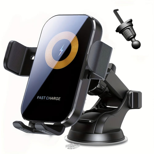 Wireless Car Charger Holder, 15W Fast Charging Auto Clamping Car Charger Phone Mount Phone Holder Fit for Phone 15 14 13 12 11 Pro Max Xs