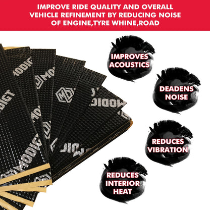 10pcs Butyl Sound Deadener Mat, Noise Insulation And Vibration Dampening Material, Thermal Heat Shield Insulation Noise Reduce Mat Self-adhesive, Cars Hood Firewall Door Trunk Sound Deadening Pad For Car, SUV, Camper, Pickup, Van, Truck, RV