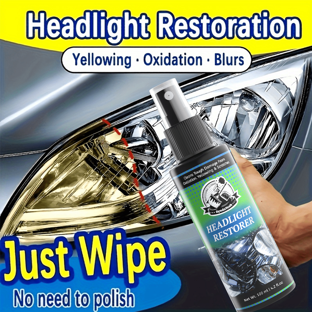 4.06oz Automotive Headlight Repair Kit - Quick Refurbishment Solution, No Polishing Required, Instantly Clear Cloudy Lenses, Enhances Visibility & Brightness, Easy-to-Use Restoration and Care Kit for Car Headlight Maintenance, Headlight Cleaner