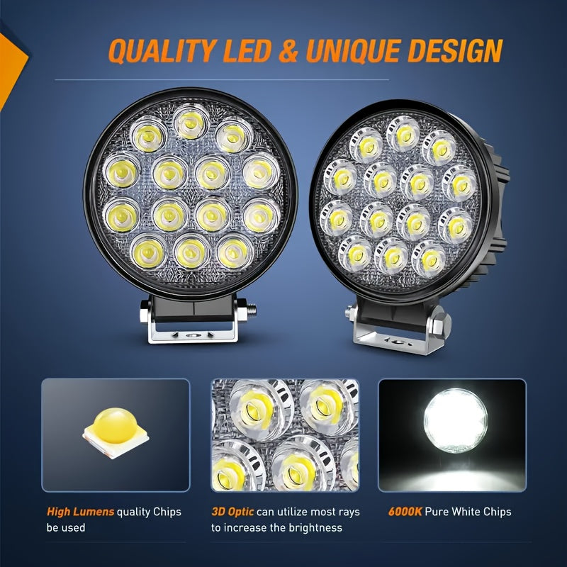 14000LM Circular Light Strip Light Group 4.5 Inches White Light 140W Beam Mini Off-road Driving Work Light 9-30V LED Off-road Floodlight Car Truck Tractor SUV Excavator Ship