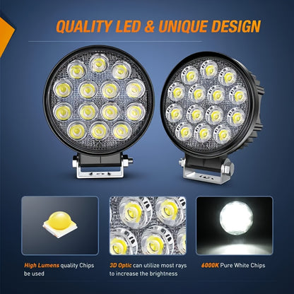 14000LM Circular Light Strip Light Group 4.5 Inches White Light 140W Beam Mini Off-road Driving Work Light 9-30V LED Off-road Floodlight Car Truck Tractor SUV Excavator Ship