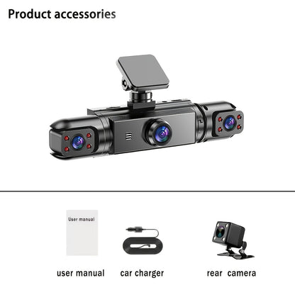 AXH 360° Panoramic 3/4 Lens Channel 1080P HD Ultimate Safety Dash Cam Set, 1080P Front and 720P Full Coverage Front, Rear, Left, and Right, Quad-Split Screen Display, HD Night Vision, WDR, G-Sensor, Loop Recording - Car Accessories/Car Dash