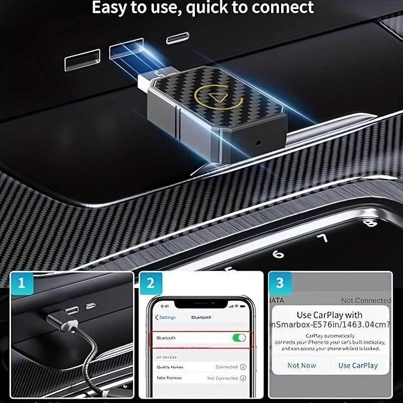 Mini Wireless CarPlay Adapter, Compatible with Apple and Android, Plug and Play, Low Latency for Wired to Wireless CarPlay, Fits Multiple Car Models, 2024 Upgrade, Fast and Stable Connection, No Battery Required, Christmas Gift